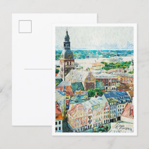 Riga Lettland Schöne Stadt mit Ölgemälden Postkarte