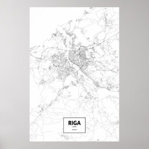 Riga, Lettland (schwarz auf weiß) Poster