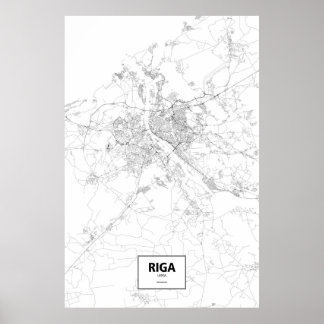 Riga, Lettland (schwarz auf weiß) Poster