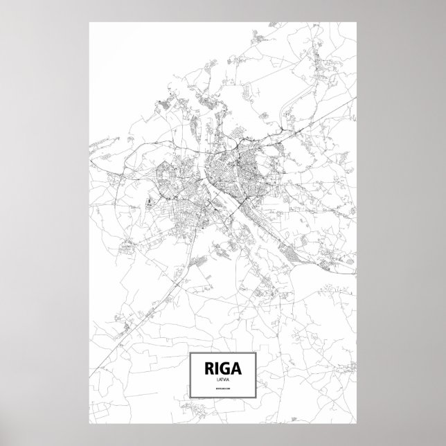 Riga, Lettland (schwarz auf weiß) Poster (Vorne)