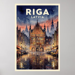 Riga Lettland Vintage Reise Poster