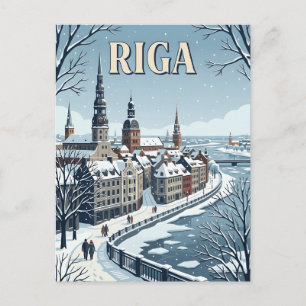 Riga Lettland Weihnachten Schneebedeckt Altstadt P Postkarte