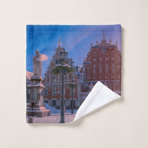 Riga Rathausplatz im Winter Canvas Print Waschlappen
