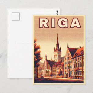 Riga Stadt, Lettland baltische Kultur Vintage-Gesc Postkarte