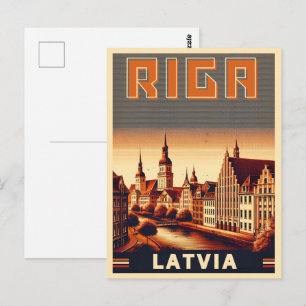 Riga Stadt, Lettland baltische Kultur Vintage-Gesc Postkarte