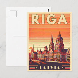 Riga Stadt, Lettland baltische Kultur Vintage-Gesc Postkarte