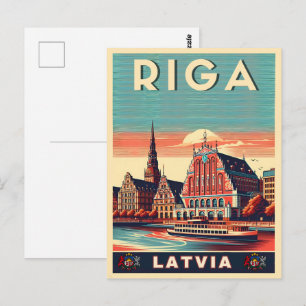 Riga Stadt, Lettland baltische Kultur Vintage-Gesc Postkarte