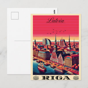 Riga Stadt, Lettland baltische Kultur Vintage-Gesc Postkarte