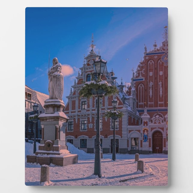 Riga Town Hall Platz im Winter Fotoplatte (Vorderseite)