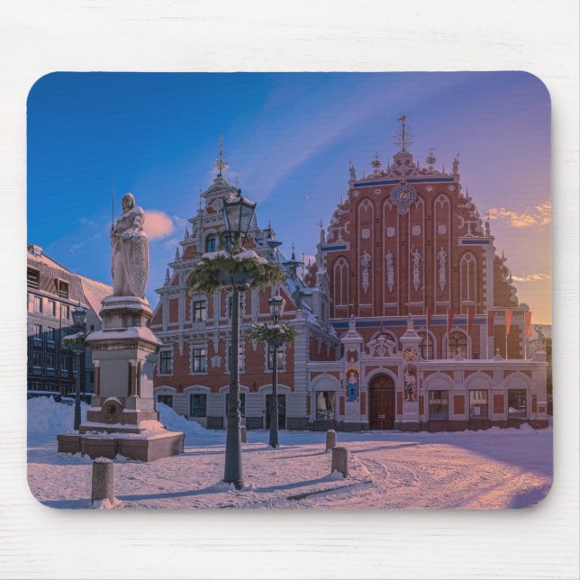 Riga Town Hall Platz im Winter Mousepad (Vorne)