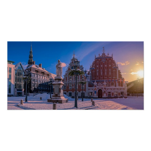 Riga Town Hall Platz im Winter Poster (Vorderseite)