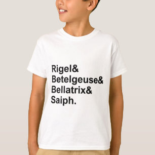 Rigel Betelgeuse Bellatrix Saiph   Sterne von Orio T-Shirt