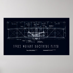 RIGHT BROS KITTY HAWK FLYER BLUEPRINT POSTER
