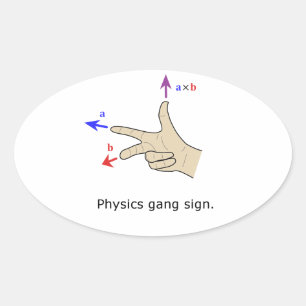 Right hand rule cross product Physics gang sign Ovaler Aufkleber