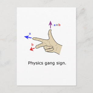 Right hand rule cross product Physics gang sign Postkarte