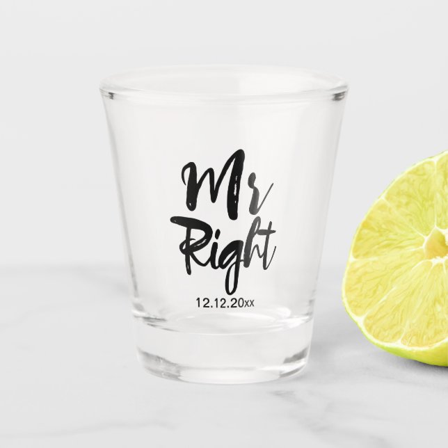 Right Wedding Date Personalisiert Schnapsglas (Vorderseite)