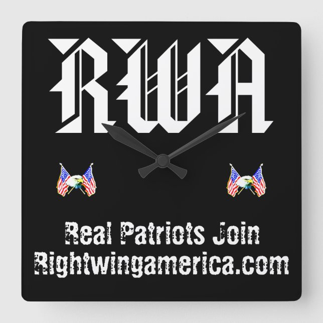 Rightwingamerica.com Quadratische Wanduhr (Vorderseite)