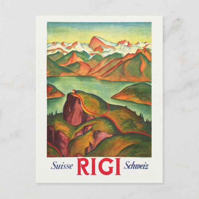 Rigi Switzerland Vintage Poster 1933 Postkarte (Vorderseite)