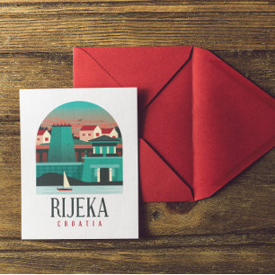 Rijeka Croatia Vintage Travel Magnet Postkarte