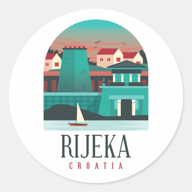 Rijeka Kroatien Runder Aufkleber (Vorderseite)