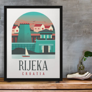 Rijeka Kroatien Vintages Minimalplakat Poster