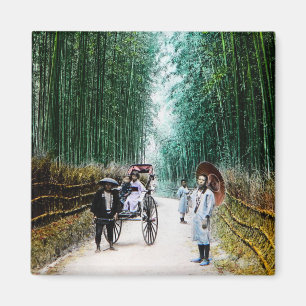 Rikscha auf der Straße nach Kyoto Japan Vintage Magnet