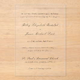 Riley Black and White Elegante Wedding Acryleinladungen