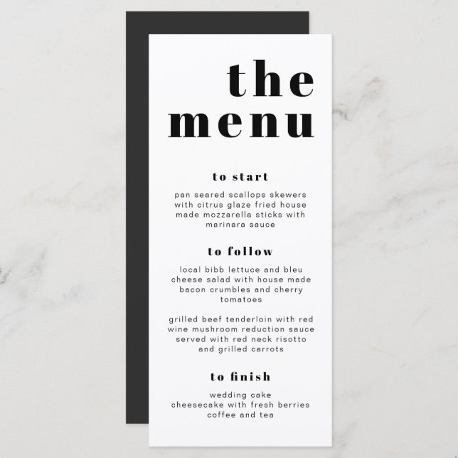 RILEY Bold Modern Retro Long Let's Eat Menu Card Menükarte (Vorne/Hinten)