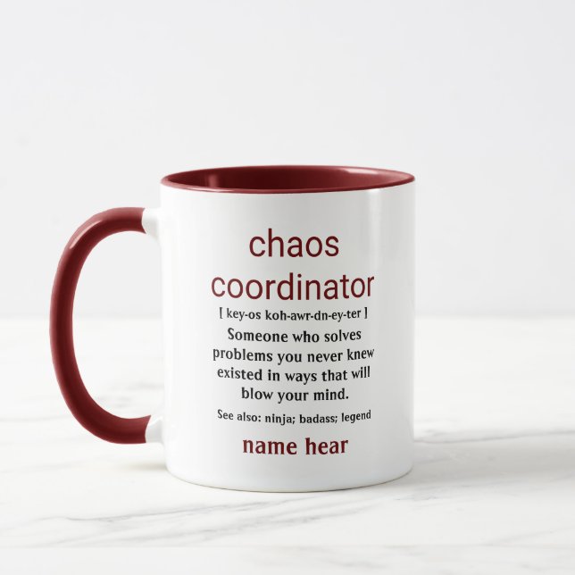 RILEY Chaos Koordinator Definition Office-Mitarbei Tasse (Links)