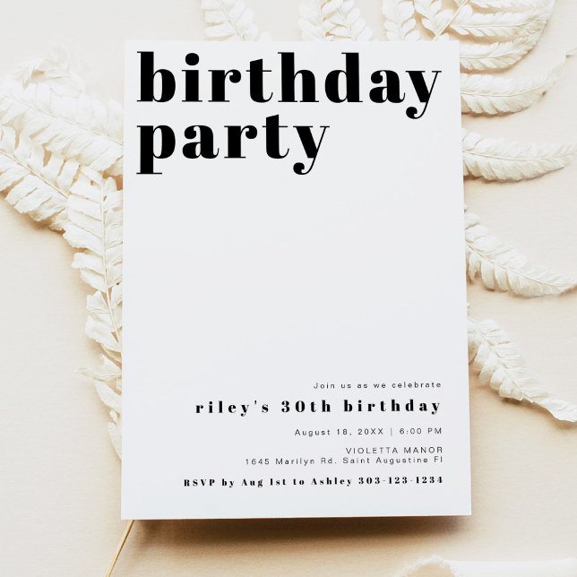 RILEY Modern Bold Contemporary Birthday Party Einladung (Von Creator hochgeladen)