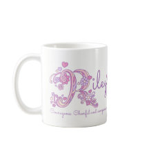 Riley Name bedeutet Herz-Blume-R-Monogramm-Tasse