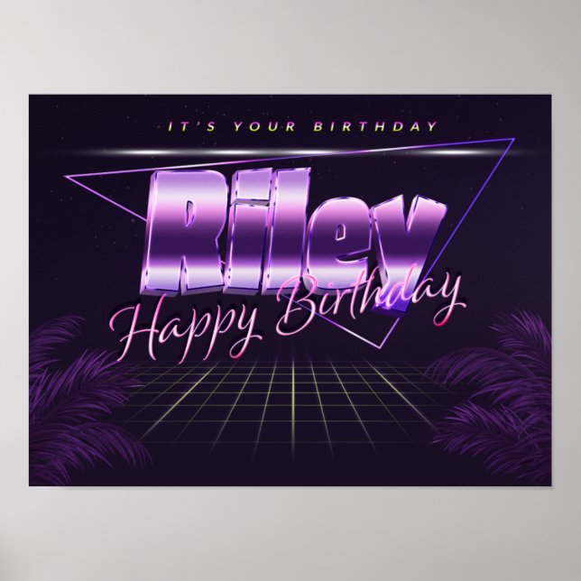 Riley Name Vorname lila retro Poster Geburtstag (Vorne)