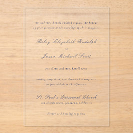 Riley Navy Blue Elegant Wedding Acryleinladungen