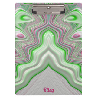 RILEY ~ PASTEL 3D! Rosa, grüne und weiße GLOSSY Klemmbrett
