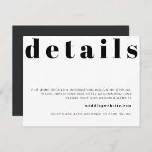 RILEY Retro Bold Modern Wedding Details Card Einladung