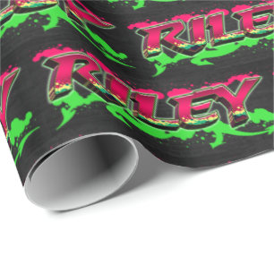 Riley Vorname Name Graffiti red green Geschenkpapier