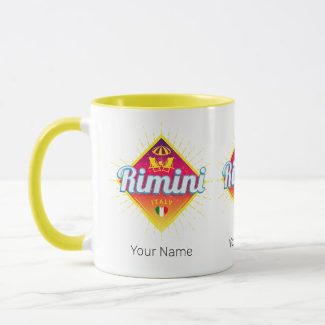 Rimini Emilia-Romagna Italien Retro Sunset Vintag Tasse (Links)