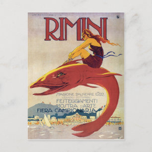 Rimini-Küste, Italien, Mädchen auf einem großen Fi Postkarte