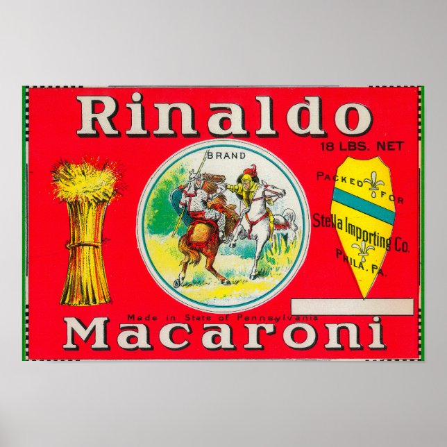Rinaldo Macaroni LabelPhiladelphia, PA Poster (Vorne)
