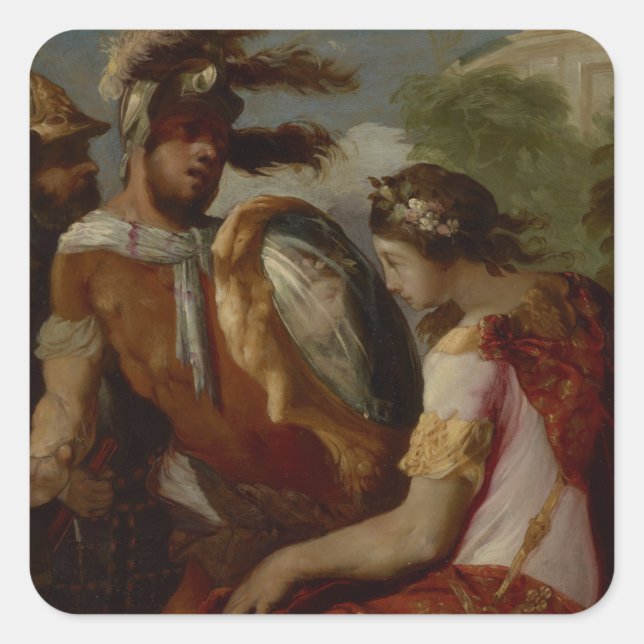 Rinaldo und der Spiegelschild, c.1650-55 Quadratischer Aufkleber (Vorderseite)