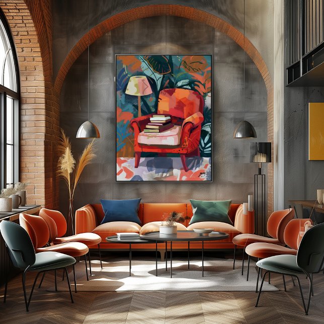 Rincón de Lectura: Arte Favista con Sillón Rojo. Leinwanddruck (Von Creator hochgeladen)