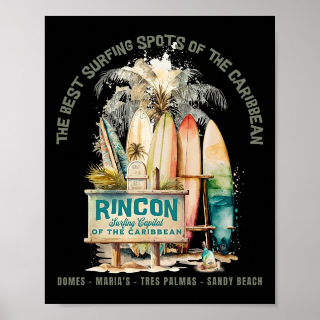 Rincon Pr Surfing Capital Of The Caribbean Surfers Poster (Vorne)