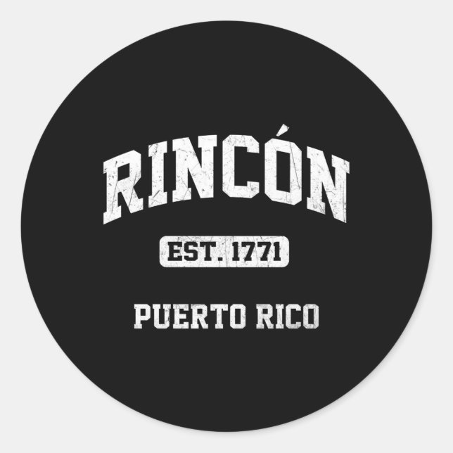 Rincon Puerto Rico Boricua Flag Athletic Style Runder Aufkleber (Vorderseite)