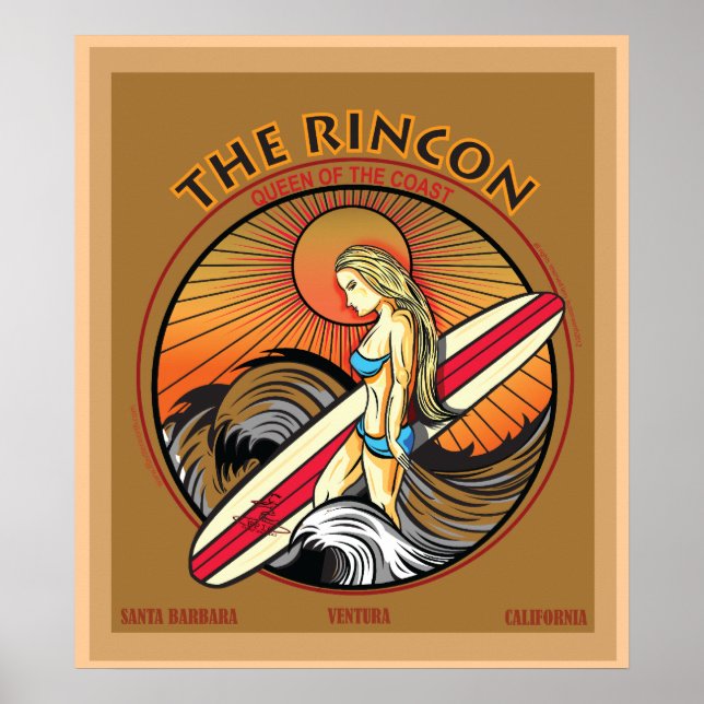 RINCON SAN BARA KALIFORNIEN SURFEN POSTER (Vorne)