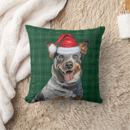 Rind Hund Grün Karierter Weihnachtsfeiertag Kissen