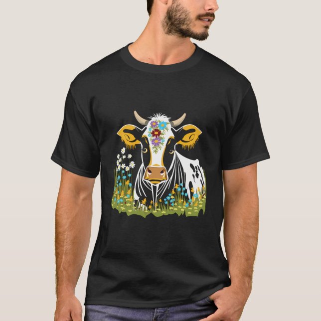 Rind mit Blume T-Shirt (Vorderseite)
