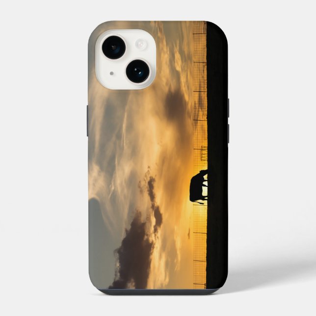 Rind Sunset Silhouette iPhone Case Hülle (Rückseite)