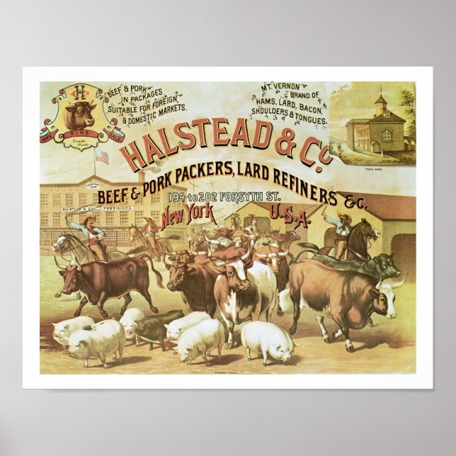 Rind- und Schweinefleischpacker, c.1880 (Farblitho Poster (Vorne)