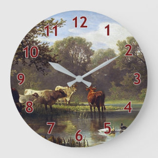 Rinder der Art Pond Classic Große Wanduhr