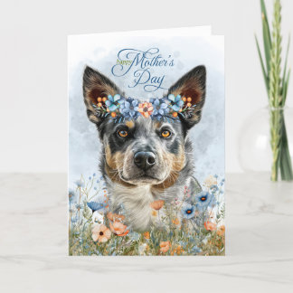 Rinder Hund mit Muttertag der Wildblume Feiertagskarte